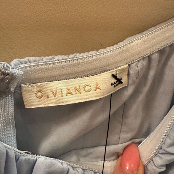 NWT VIANCA short sleeve chiffon romper light blue. Size medium - Picture 3 of 4